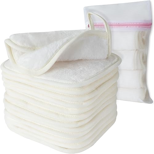 Makeup Remover Cloth, 6" x 6" Make Up Towels Reusable Face Cloth for Washing Face, Makeup Remover Pads Microfiber Face Washcloth with Mesh Bag, Eco-friendly, 12 Pack