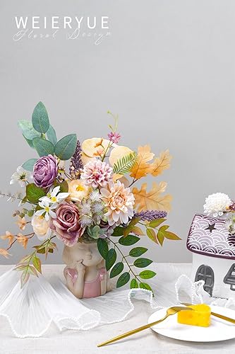 Miniatura 6 de Juego de flores artificiales de seda para centros de mesa, decoración de pasteles, ramos de boda, boutonnieres, decoración del hogar (caramelo