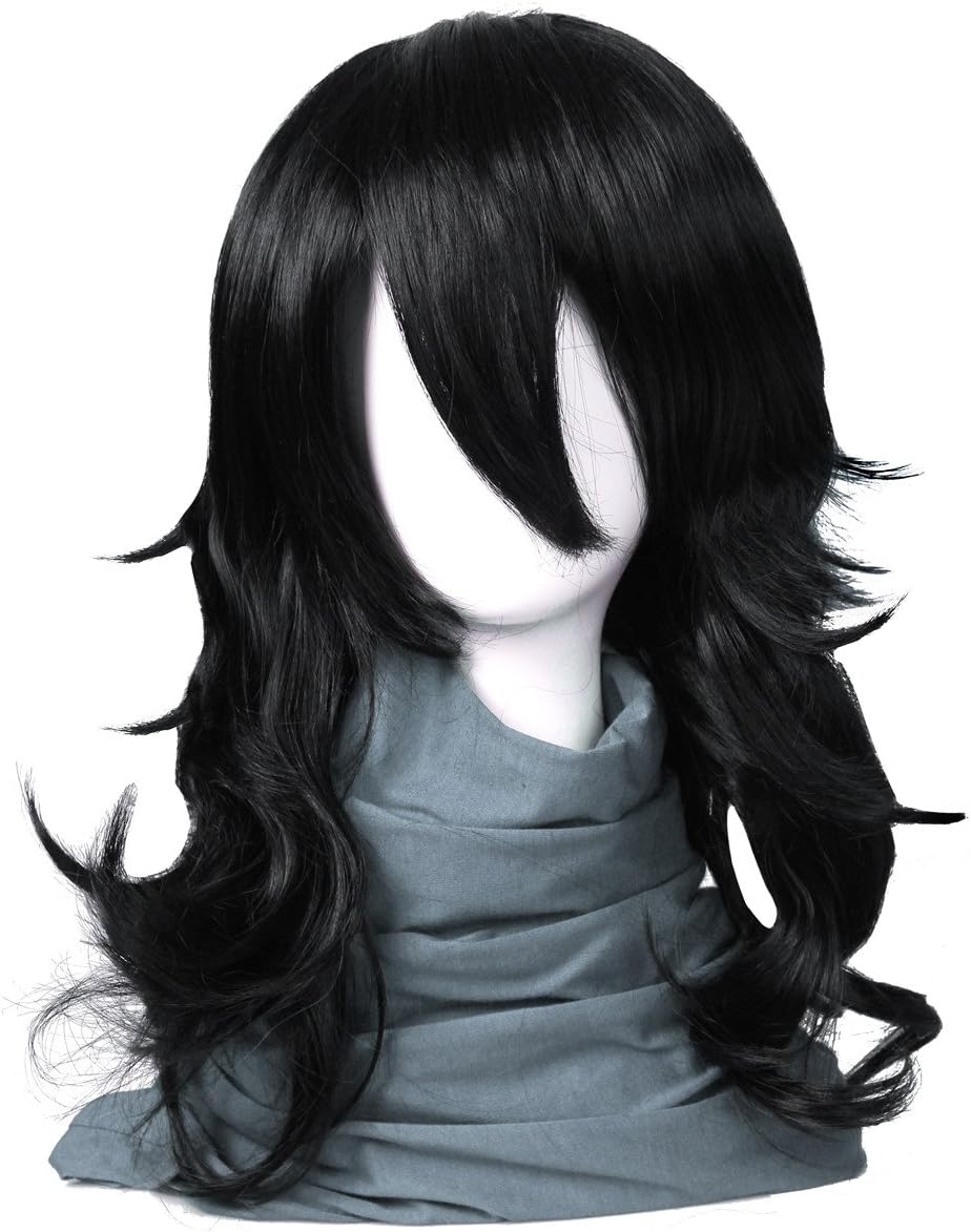 Medium Long Wavy Anime Cosplay Wig for Men (Black Wavy)