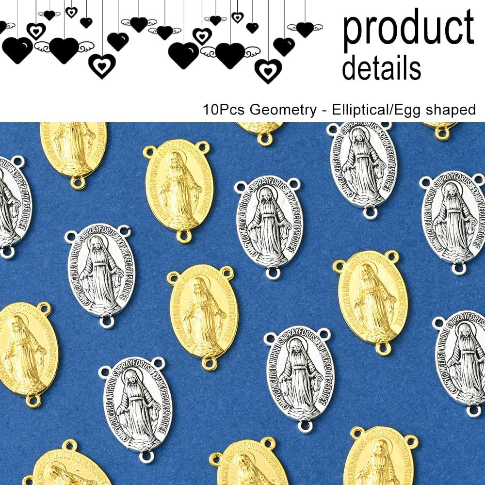 Assorted Metal Connectors Pendants Charms for Jewelry Making with Double Loops Flower Evil Eyes Butterfly Heart Cross Links Golden Pendants for Necklaces Bracelets Earrings - Image 3