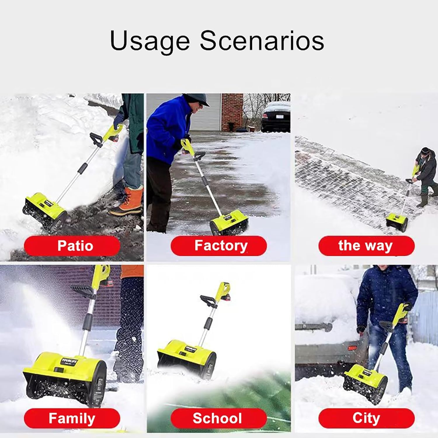 Souffleuse à Neige électrique, Pelle de déneigement alimentée par Batterie, déneigeuse sans Fil avec Plaque directionnelle et poignée réglable, Largeur de Nettoyage du Lanceur brossé 33 cm pour