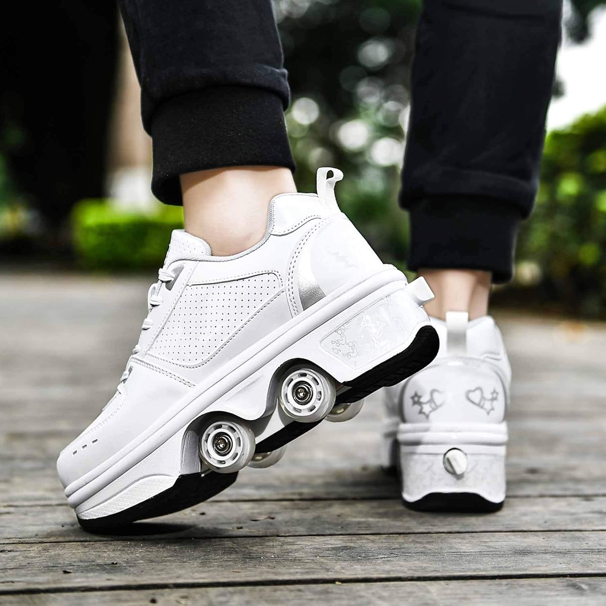 Double Row Deform Wheel Shoes 2-in-1 Roller Skate Shoes Hidden