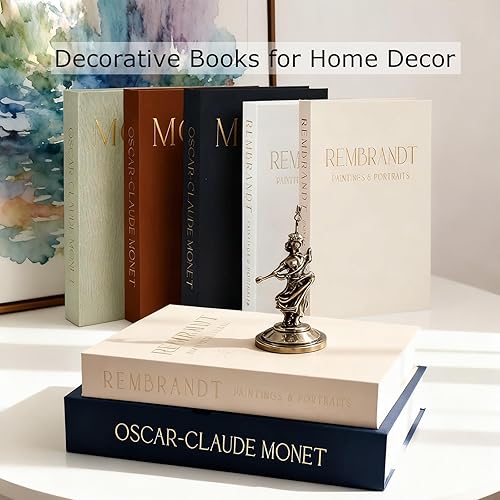Miniatura 5 de Libros decorativos para decoración del hogar, decoración de libros de mesa auxiliar, 2 cajas decorativas de lino, libro estético falsofalso para el
