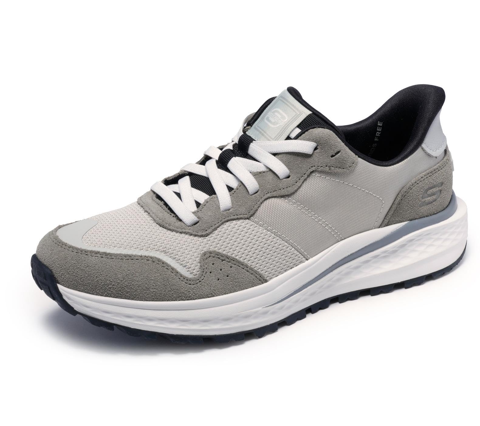 Skechers Men's Slade Ultra Mercer Trainers, Gray Leather/Mesh, 8 UK