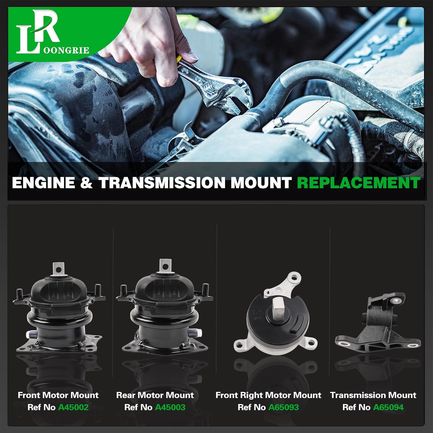 Engine Motor & Trans Mount Kit Compatible with Pilot 6 Speed Trans 2016-2020 & Ridgeline 2017-2020 & MDX 2014-2016 3.5L V6 Engine , OE A45002 50830TZ5A01 A45003 50810TZ5A01 A65093 A65094 Set of 4