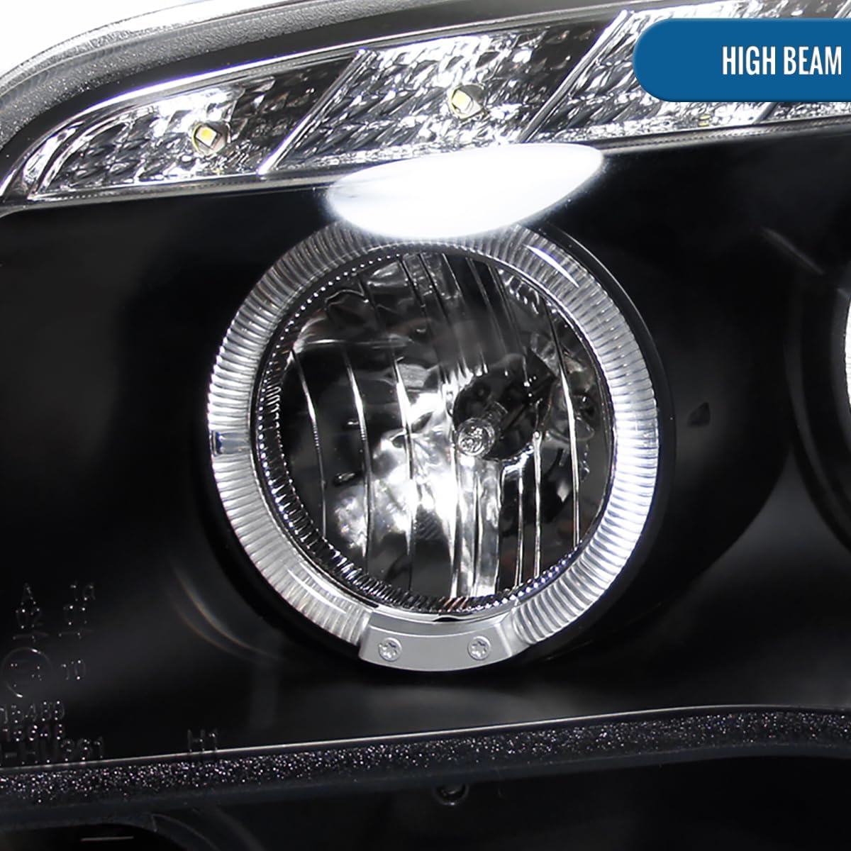 Ronnin - Fits 2004-2013 BMW E87 E81 Euro E82 E88 US 120i 128i 135i Upgraded Replacement LED Angel Eye Projector Headlights Assembly Pair | Black