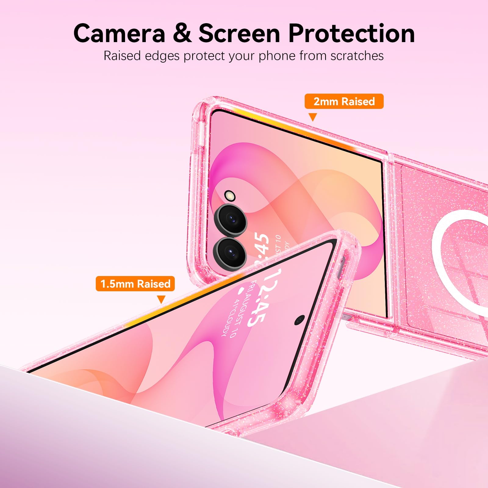 BENTOBEN Custodia magnetica per Samsung Galaxy Z Flip 8, custodia per telefono Flip8 [compatibile con MagSafe], antiurto, scintillante, per donne e ragazze, cover per Z Flip 8 da 6,9 pollici, rosa