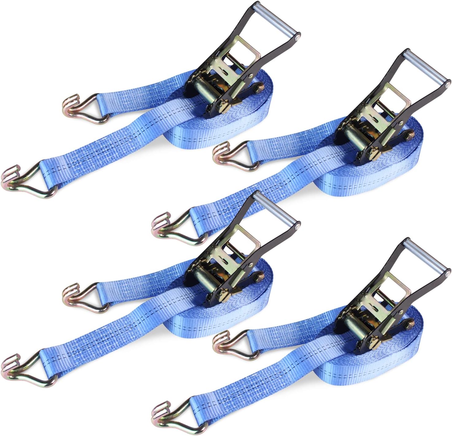 HLCC Ratchet Tie Down Strap，2" x 27'Cargo Strap Hooks-Breaking Strength:10,000Lbs-Suitable for Strapping and Securing Truck & Trailer Loads.4PACK