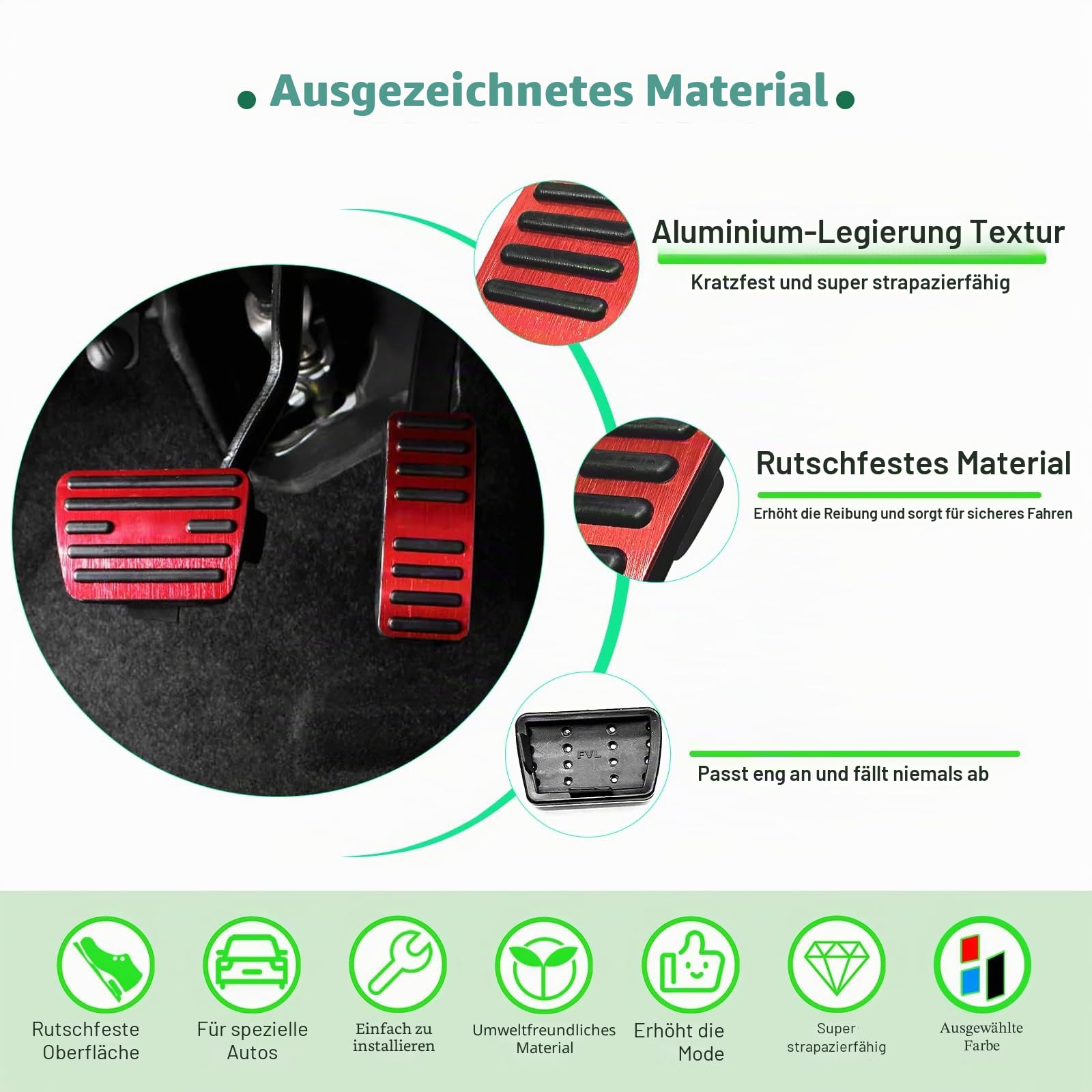 GAFAT Für MG ZS/MG HS/MG 5/MG Marvel R 2020-2024 Gaspedal Bremspedal Fußstütze Fußrasten MG Pedale, MG Zubehör [Automatikgetriebe] (Rot)