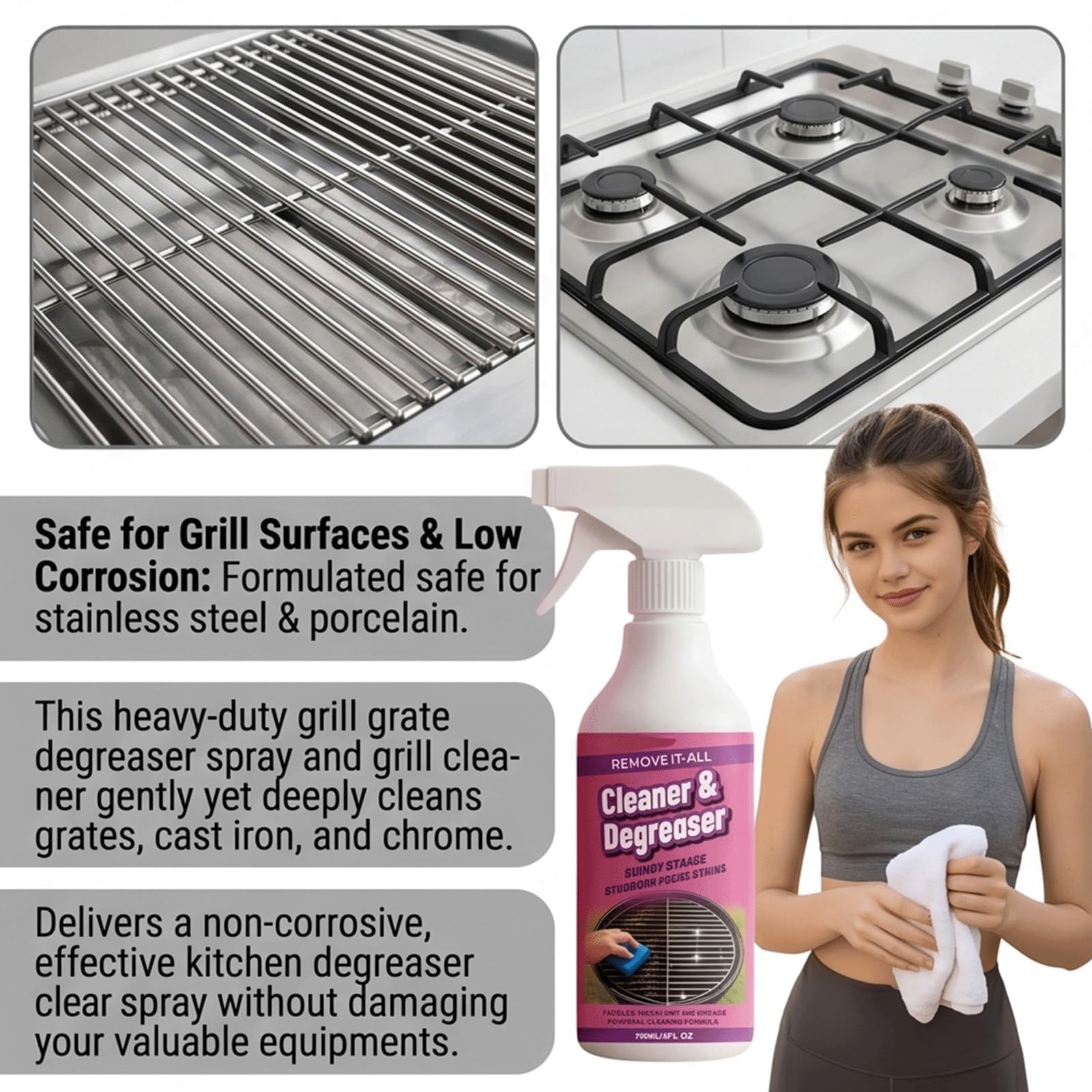 Szybko działający, wytrzymały spray do odtłuszczania grilla, wytrzymały środek do czyszczenia grilla BBQ, profesjonalnie wytrzymały BBQ Reiniger & Degreaser gril Cleaner Heavy Duty Spray (5 szt)