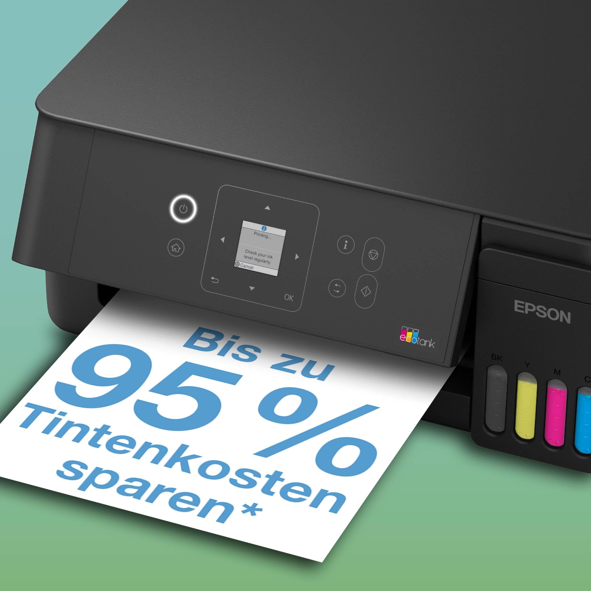 Epson EcoTank ET-2922 | Für vielbeschäftigte Haushalte | Wi-Fi | A4 | Drucken, Kopieren, Scannen | LC-Display | AirPrint-kompatibel | Kompakt | Enthält bis zu 3 Jahre Tinte