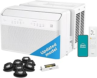 Midea 12,000 BTU U Shaped Smart Inverter Window Air Conditioner - Cools 550 Sq Ft, Ultra Quiet with Open Window Flexibility - Alexa/Google Assistant Compatible - 35% Energy Savings, Remote (Updated)