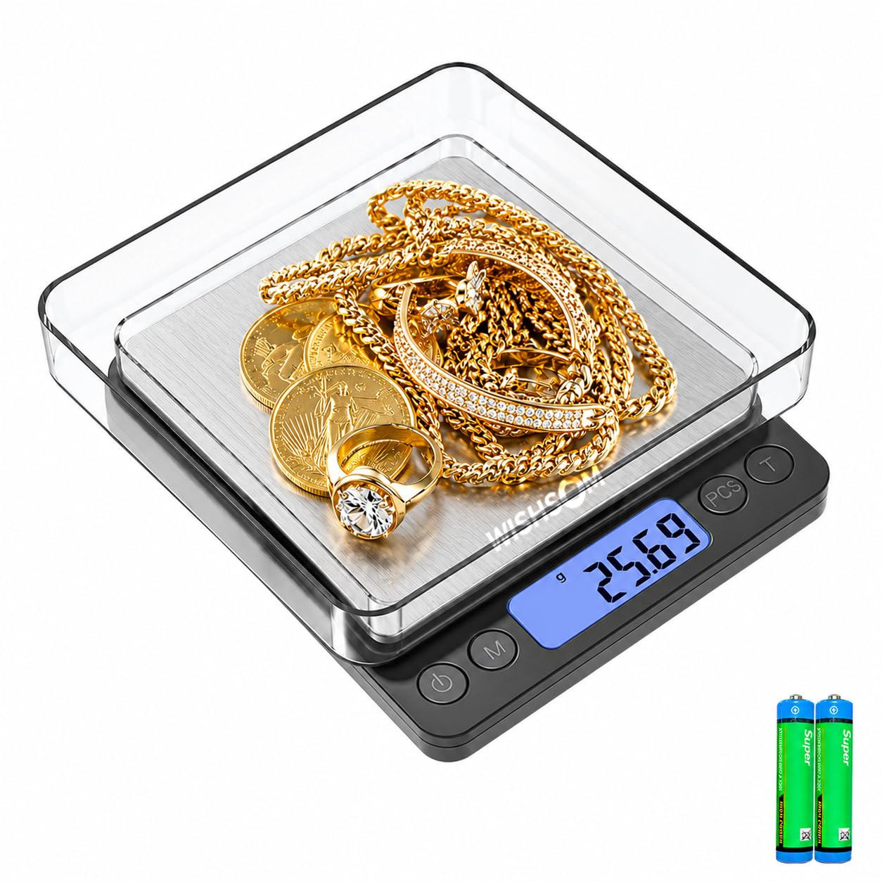 Bilancia per gioielli, 500 g x 0,01 g, bilancia digitale ad alta precisione, bilancia portatile per gioielli, banchi dei pegni e appassionati di oro, perfetta per pesare oro, argento, diamanti