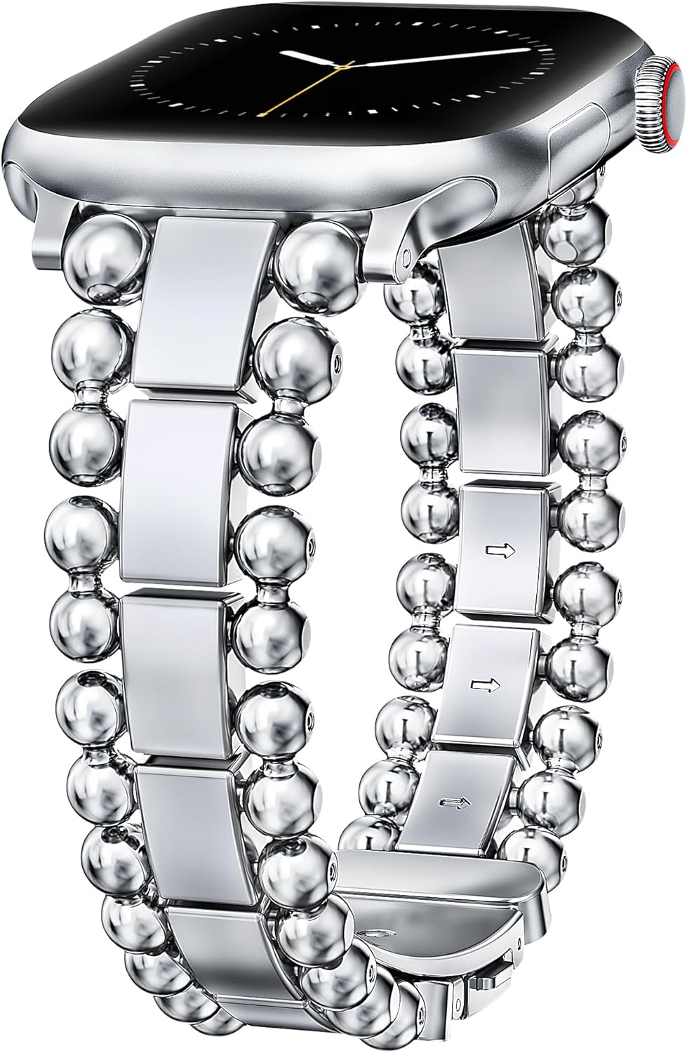 TOYOUTHS Beaded Bracelet Compatible with Apple Watch Bands 38/40/41/42/44/45/46/49mm Women, Dressy Fancy Stainless Steel Metal Elegant Jewelry Strap for iWatch Series 11 10 9 8 7 6 5 4 Ultra/SE 3 2 1