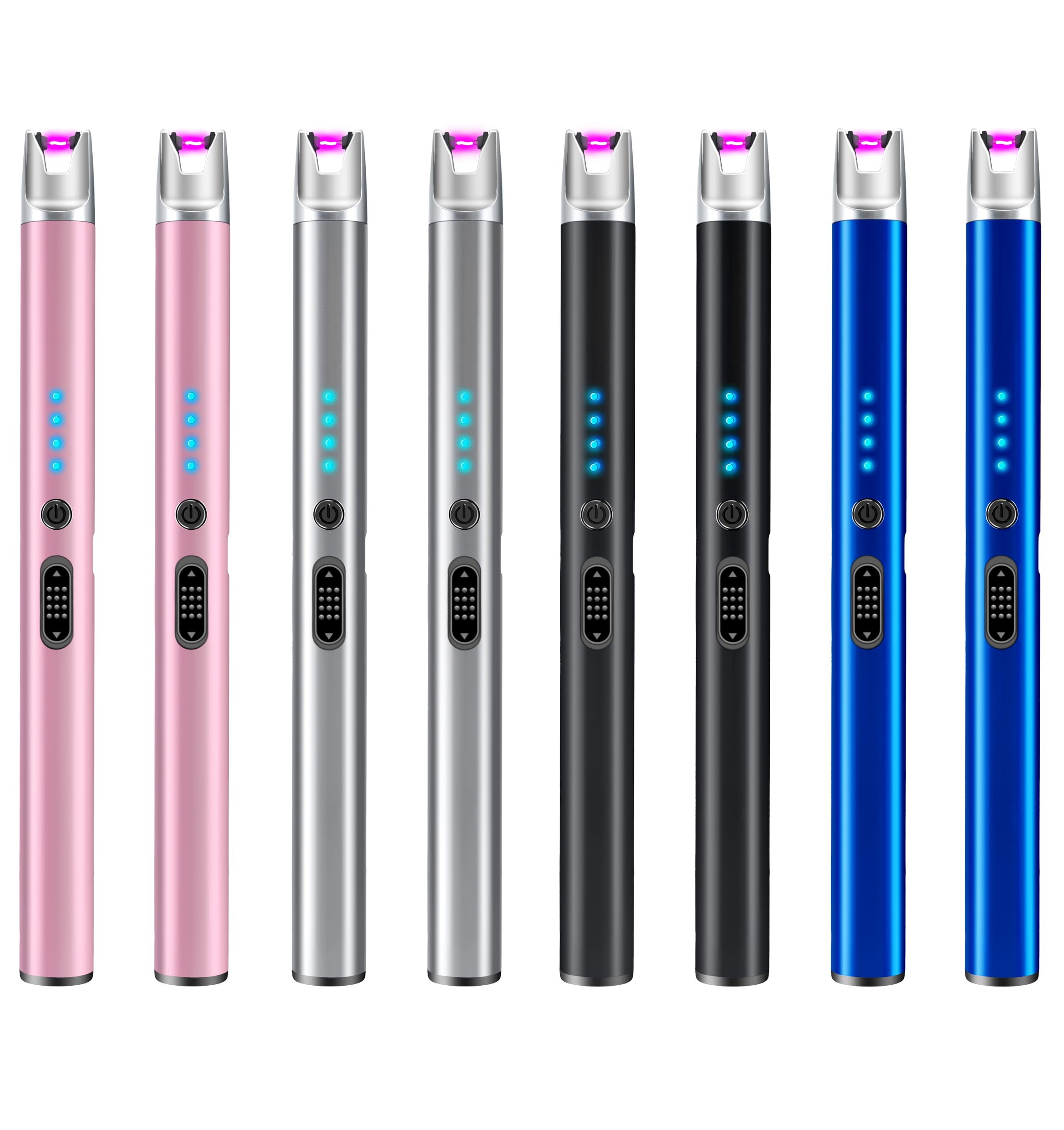 Luxgaze 8 Pack Electric Candle Lighter Rechargeable USB Lighters Flameless Windproof Plasma Arc Lighters with Safety Lock Long