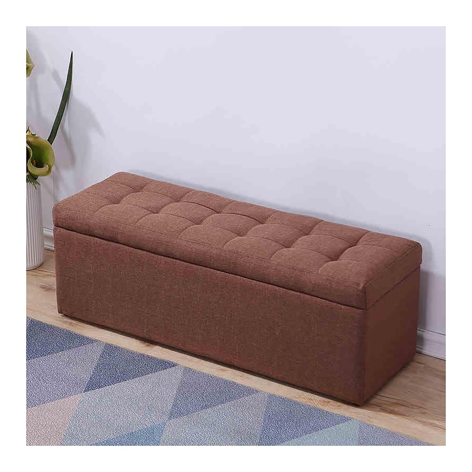 LWJSOCP Storage Bench with Upholstered Seat Ottoman Shoe Rack for Living Room Entryway Bedroom Brown 60x40x40cm Multi functional Storage Solution