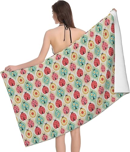 Ladybugs - Toallas de baño con patrón de dibujos animados, de secado rápido, absorbentes, sin arena, toalla de playa para baño, piscina, ducha,