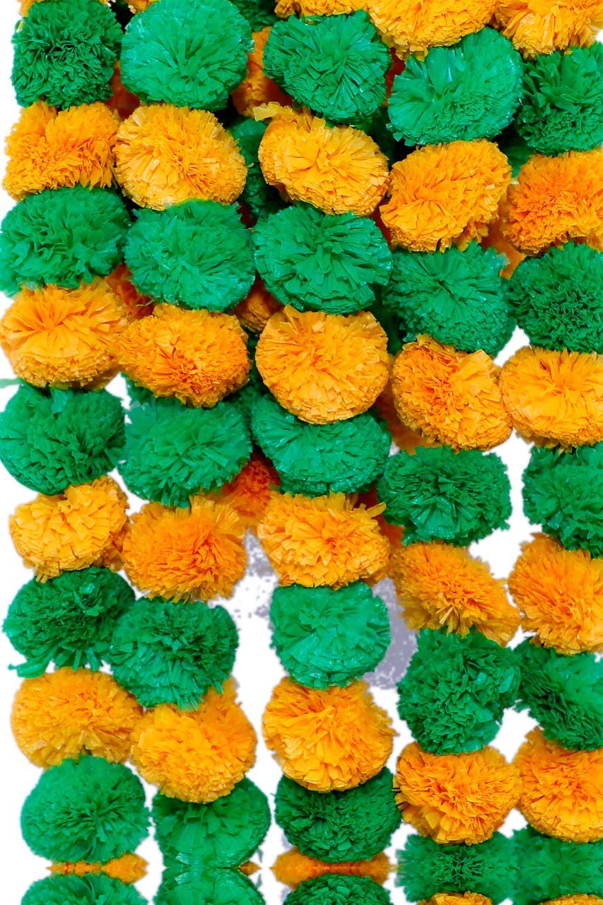 Buy Liberosis Artificial Marigold Flower (Yellow/Green, 5 Pieces