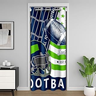 Feelyou Seattle Door Curtain for Doorway Window 34" x 80" Football Thermal Insulated Temporary Room Dividers Football City Closet Cover Bedroom Living Room Microfiber