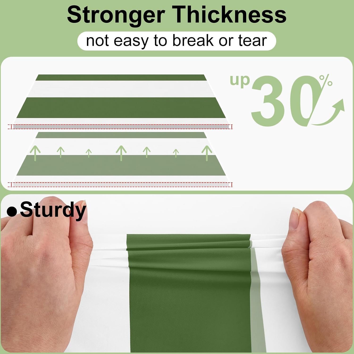 misaya 12 Packs Striped Disposable Table Cloth, 54 x 108 Inch Waterproof Rectangle Tablecloth, Leakproof & Sturdy Decorative Table Covers for Picnic, Party and Outdoor, Sage Green and White image 2