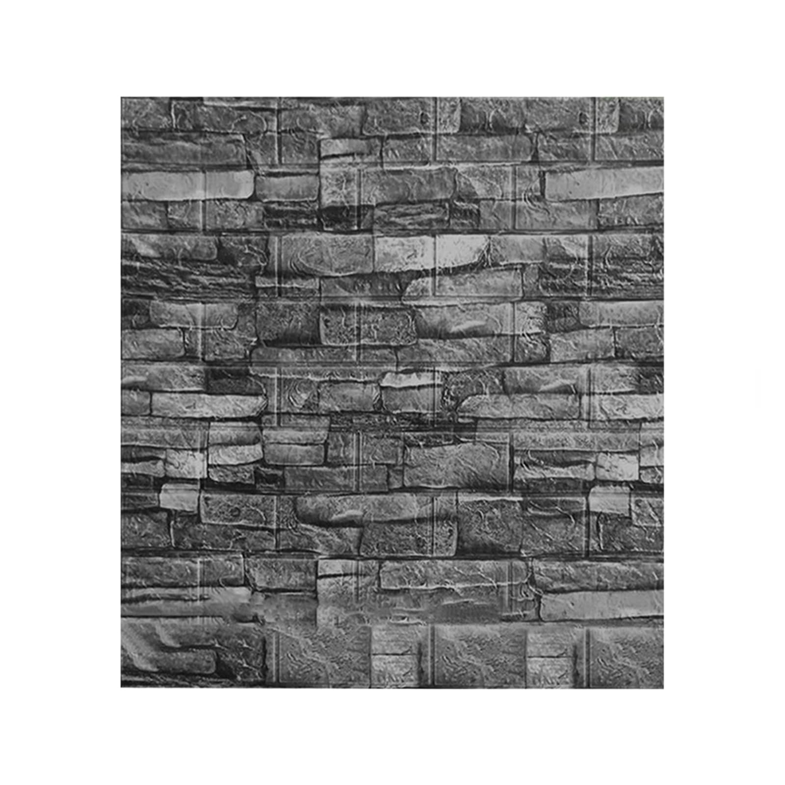 Trafagala10pcs Black Brick Wallpaper Wall Panels 70×77cm Brick Effect Wallpaper Self Adhesive DIY Wall Stickers Waterproof PE Foam Panel Wall Tiles for Bedroom Kitchen Living Room Bathroom Home