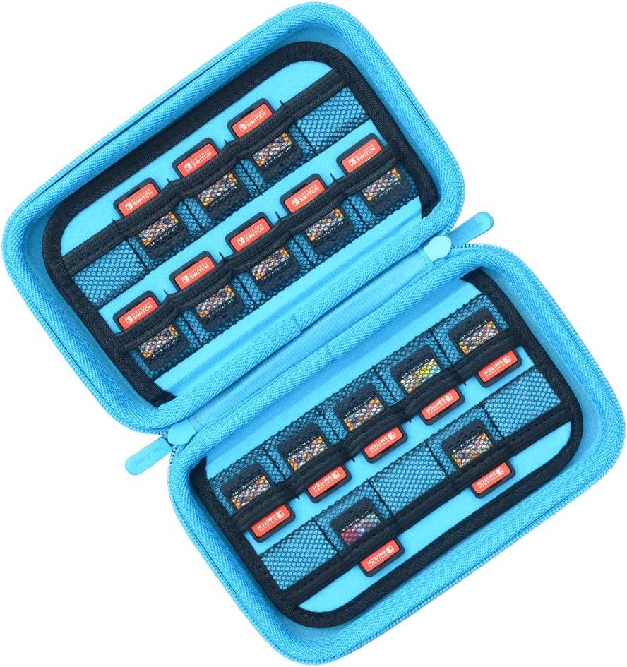 Game Card Storage Holder Case for Nintendo Switch, Switch Game Holders or SD Memory Cards Case- Holds 40 Games - Black/Light Blue