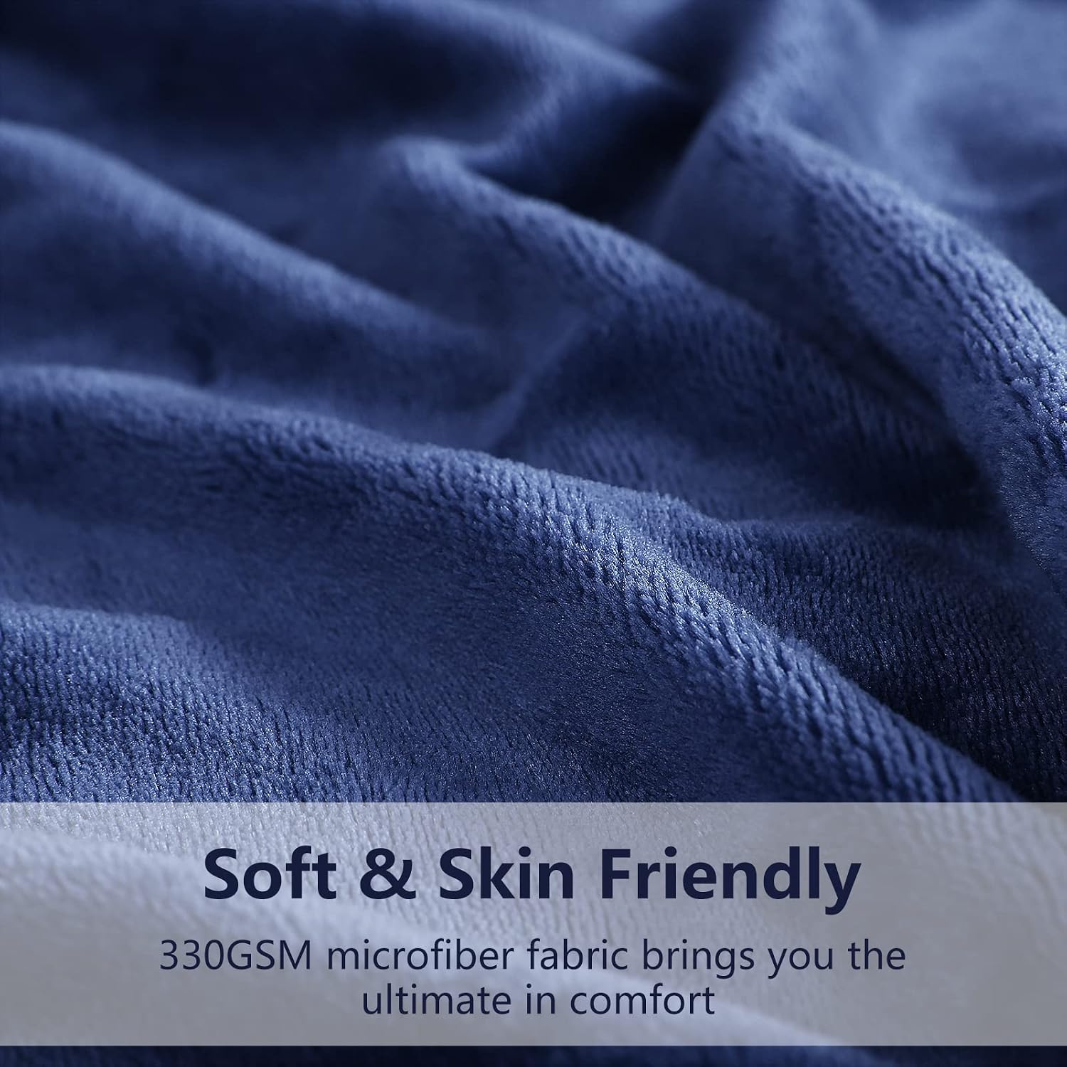 Balichun Queen Size Blanket - Soft Lightweight 330GSM Bed Throw Blanket for Sofa, Couch, Bed, Camping, Travel -All Season Thermal Fleece Blankets, 90x 90 inches, Navy