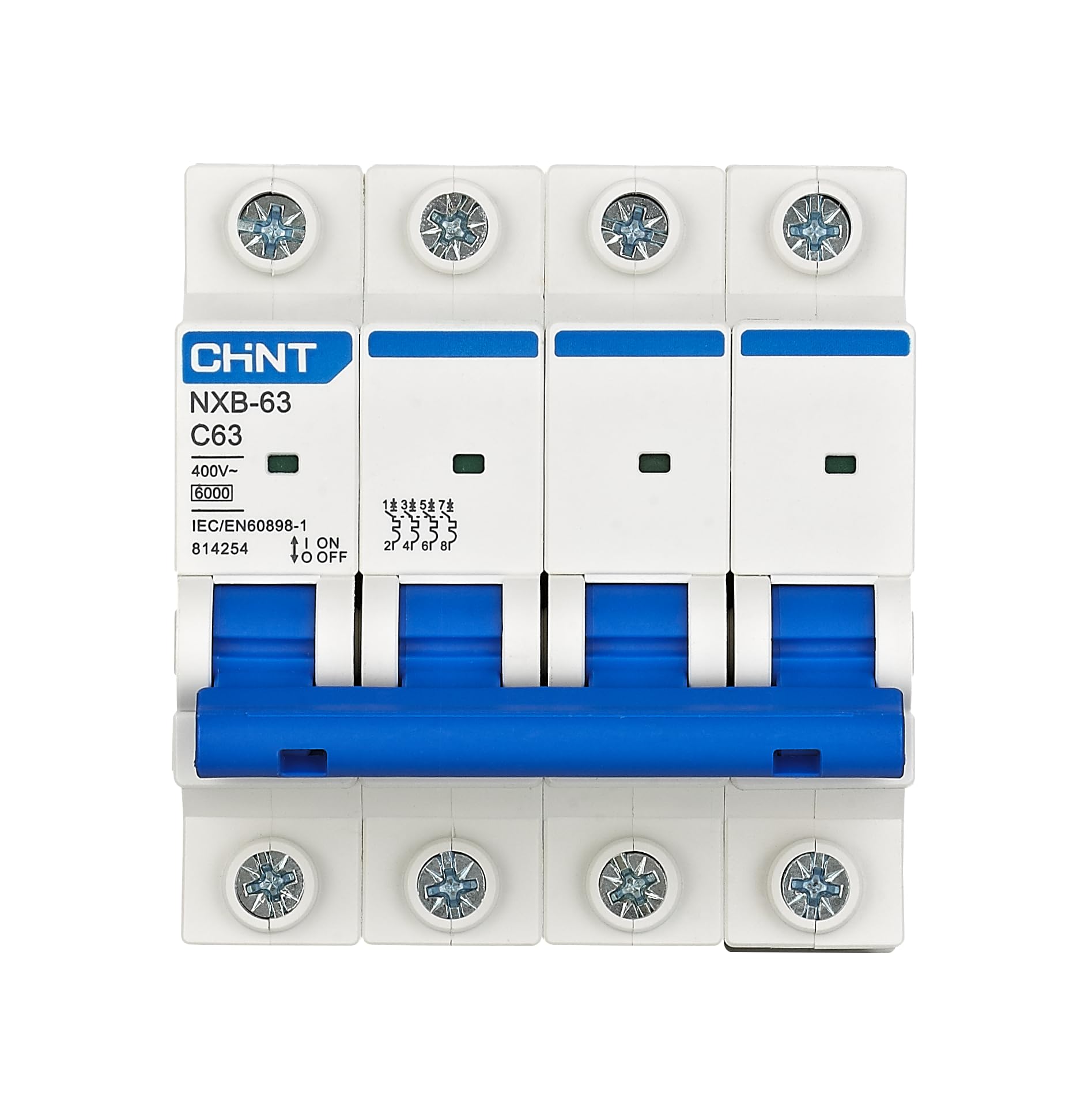 Interruptor magnetotérmico 4 polos 40A Chint NXB-63 de curva C 6KA