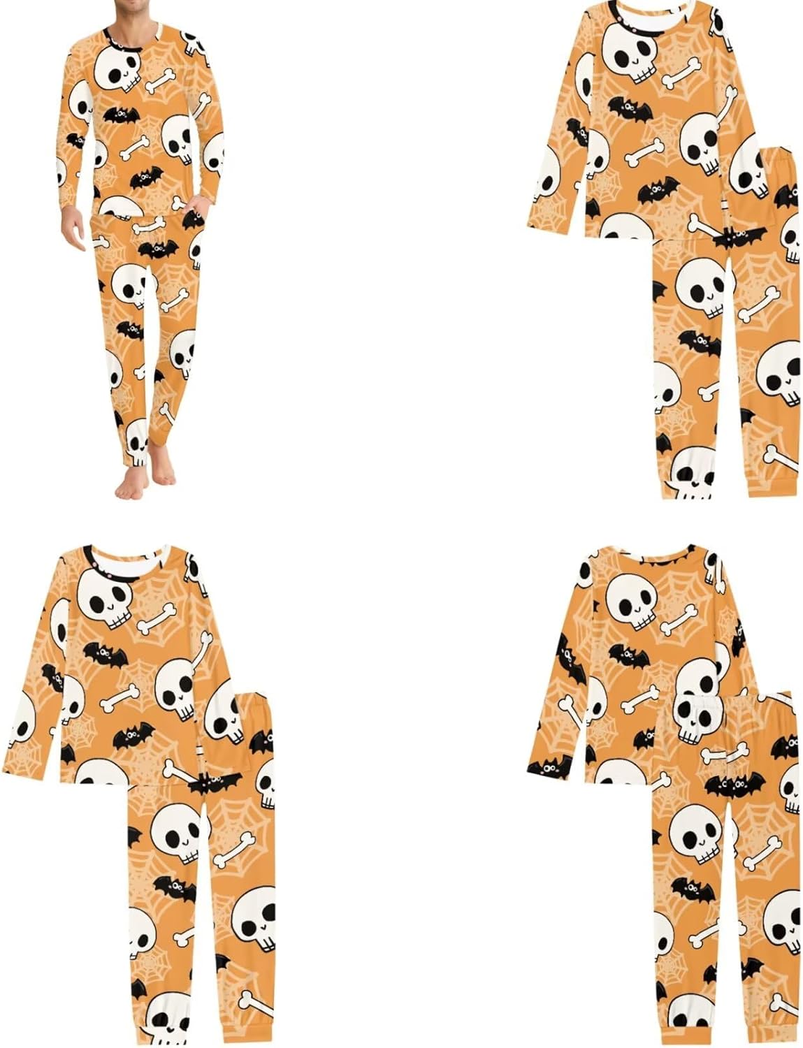 COEQINE Halloween Couple Pajamas Matching Sets Plus Size Dog Hoodies with Zipper Loungewear For Travel Lounge Sets Outfit