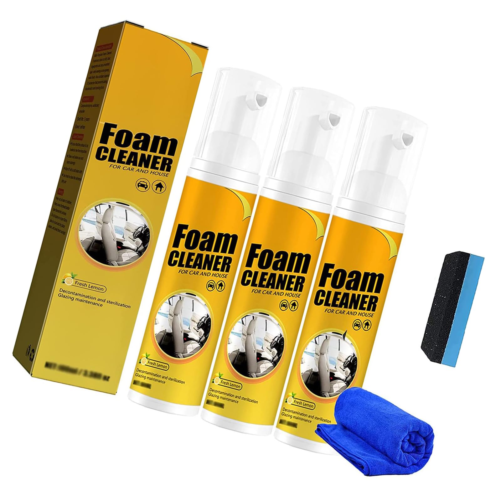 Ensemble de détails de Voiture moussant de Type Presse 100 ML pour Une élimination Rapide des Taches sur Le Plastique et Le Tissu Nettoyant en Mousse Polyvalent Nettoyant en Mousse pour Voiture