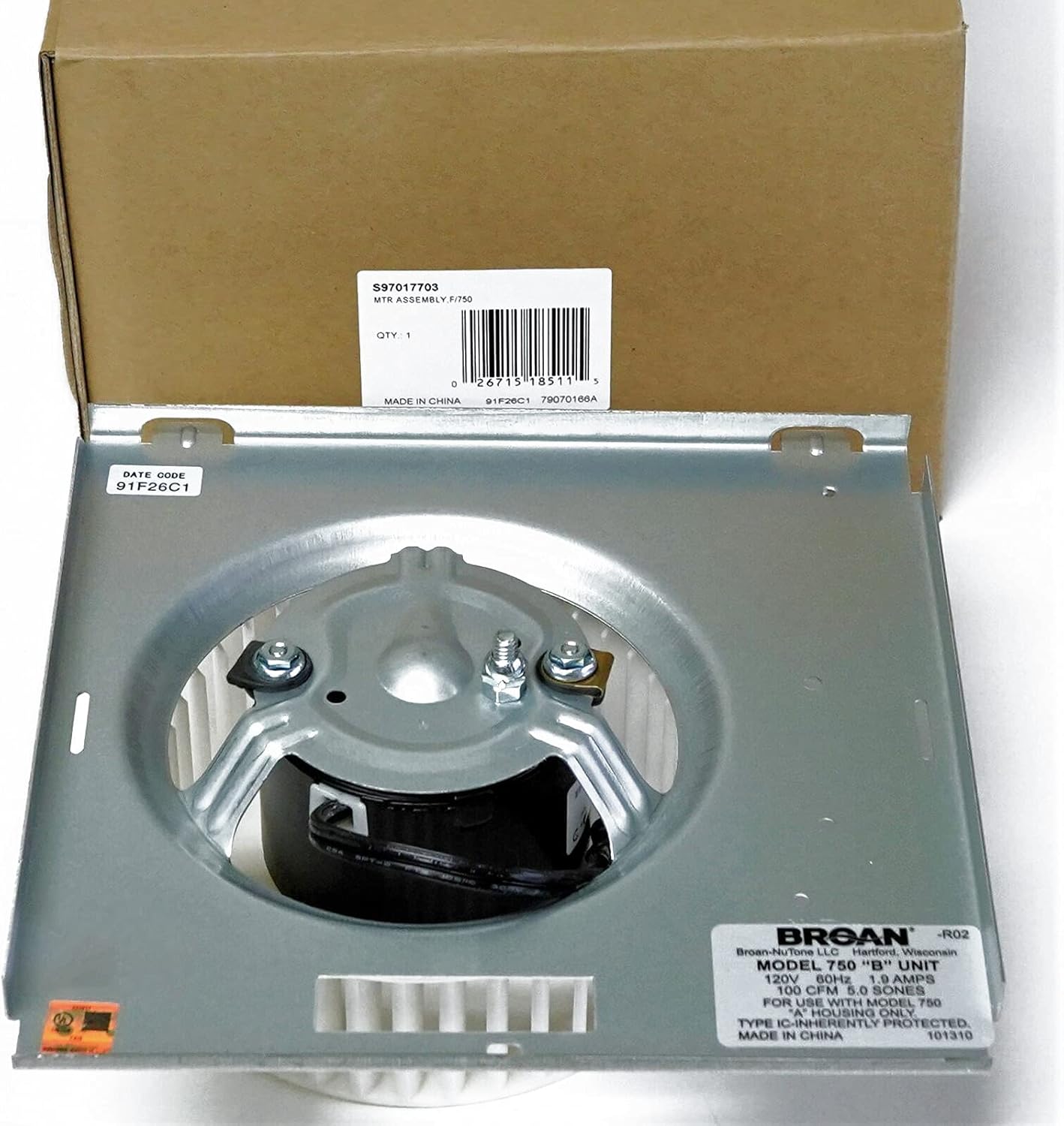 S97017703 FIts for Broan Nutone Srv 750 Pwr Assy 3.76 Pounds Blower Wheel Replacement