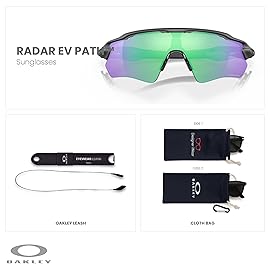 OAKLEY Radar Ev Path OO9208 9208A1 38MM Steel/Prizm Road Jake Shield Sunglasses For Men+ Bundle Accessory Leash Kit, Microfiber Pouch