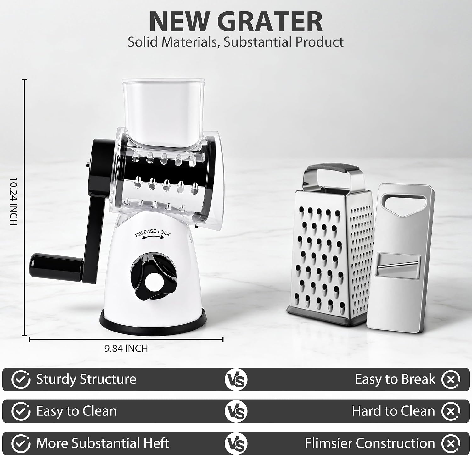 Rotary Cheese Grater with Suction Base attached to counter