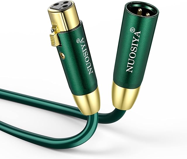 NUOSIYA XLR Cable 1m, XLR Microphone Cable 3-Pin, Gold-Plated XLR Male to Female Extension Cable Balanced DMX Cable, Hifi Audio Cable for Amplifier, Mixer, Speaker, Stage, DJ, Studio Recording
