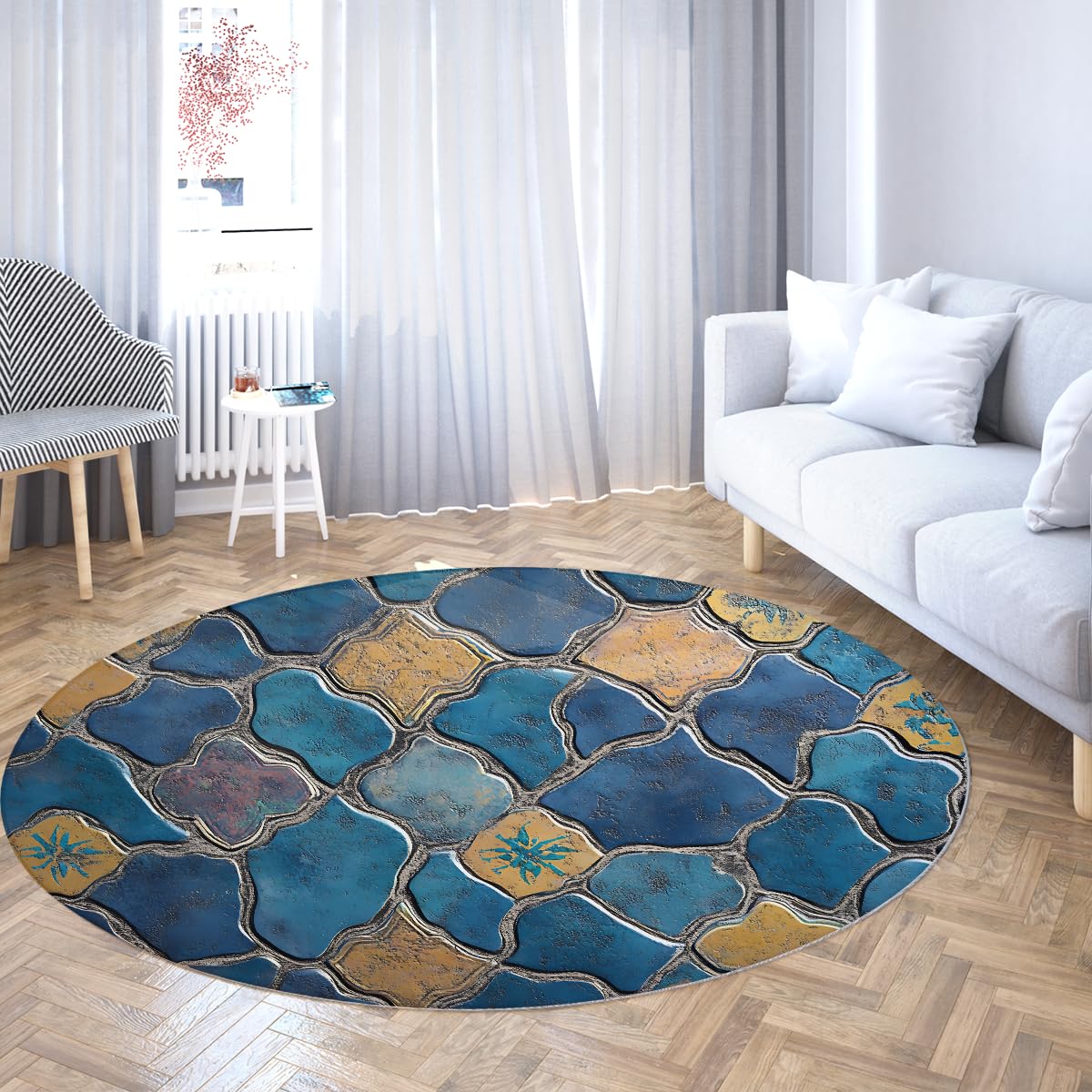 Tapis bleu lavable exotique créez un coin bohème sur votre terrasse de patio