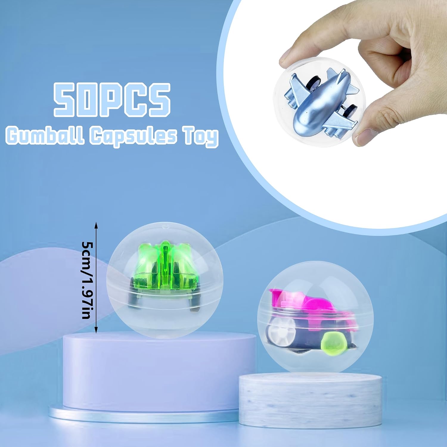 XIPEGPA 50 PCS 2 Inches Capsules Party Favor Filled Pull Back Cars for Classroom Rewards Goodie Bag Birthday Party Favors