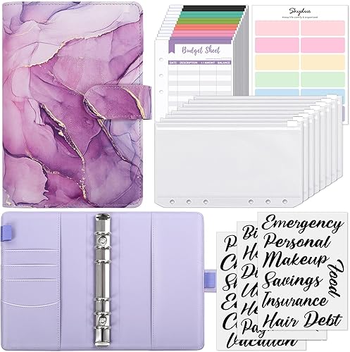 Miniatura 1 de SKYDUE Carpeta de presupuesto, carpeta de ahorro de dinero con sobres de cremallera, sobres de efectivo y hojas de presupuesto de gastos para