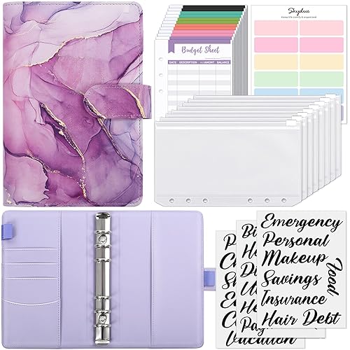 SKYDUE Budget Binder, Money Saving Binder with Zipper Envelopes, Cash Envelopes and Expense Budget Sheets for Budgeting