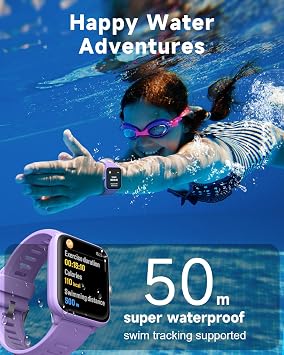 BIGGERFIVE Kids Fitness Tracker Watch, Pedometer, Heart Rate, 5ATM Waterproof, Sleep Monitor, Alarm Clock, Calorie Step Counter, Puzzle Games, 1.5 HD Touch Screen Kids Smart Watch for Girls Ages 3-14