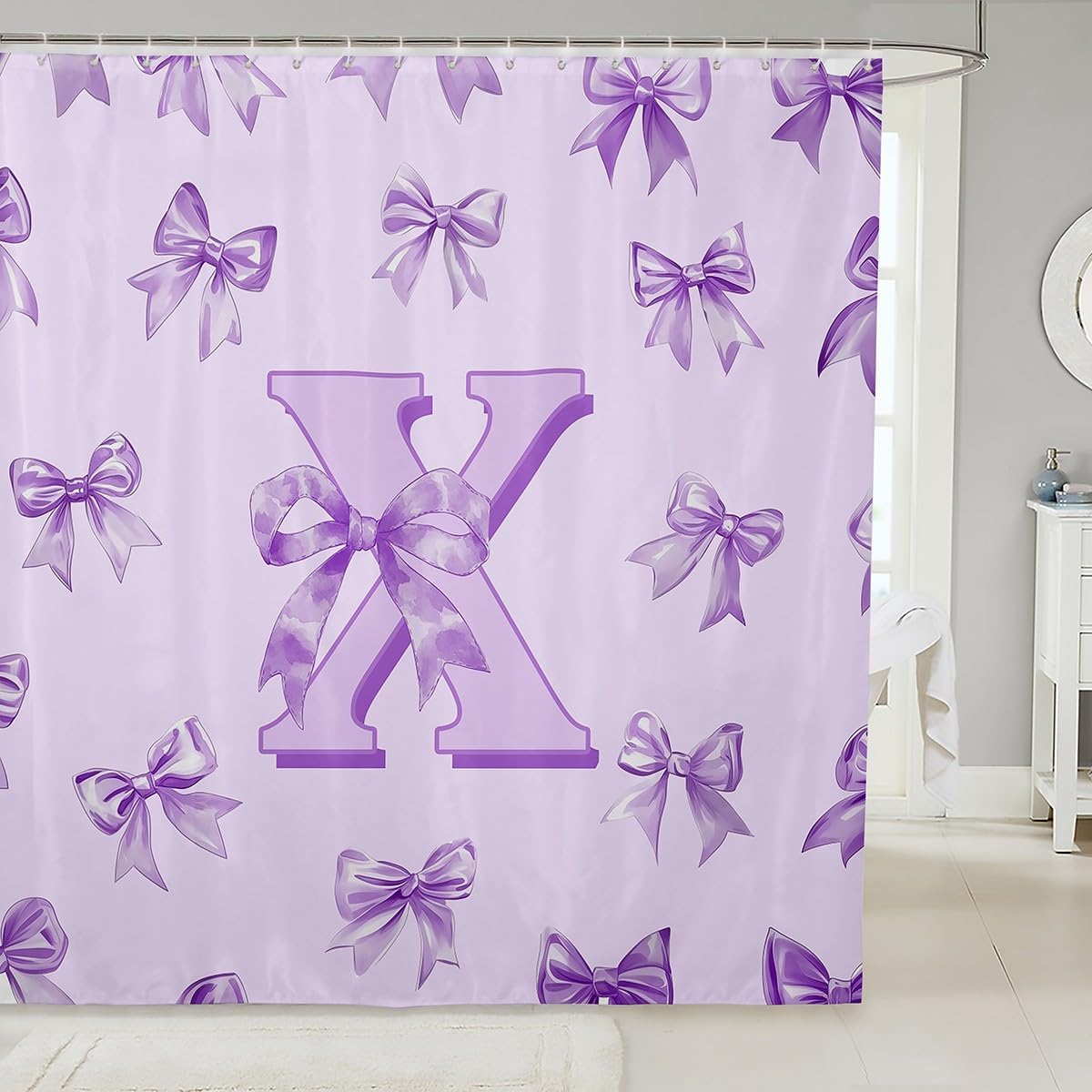 Personalized Initial T Shower Curtain for Bathroom,72" Wx72 L image 5