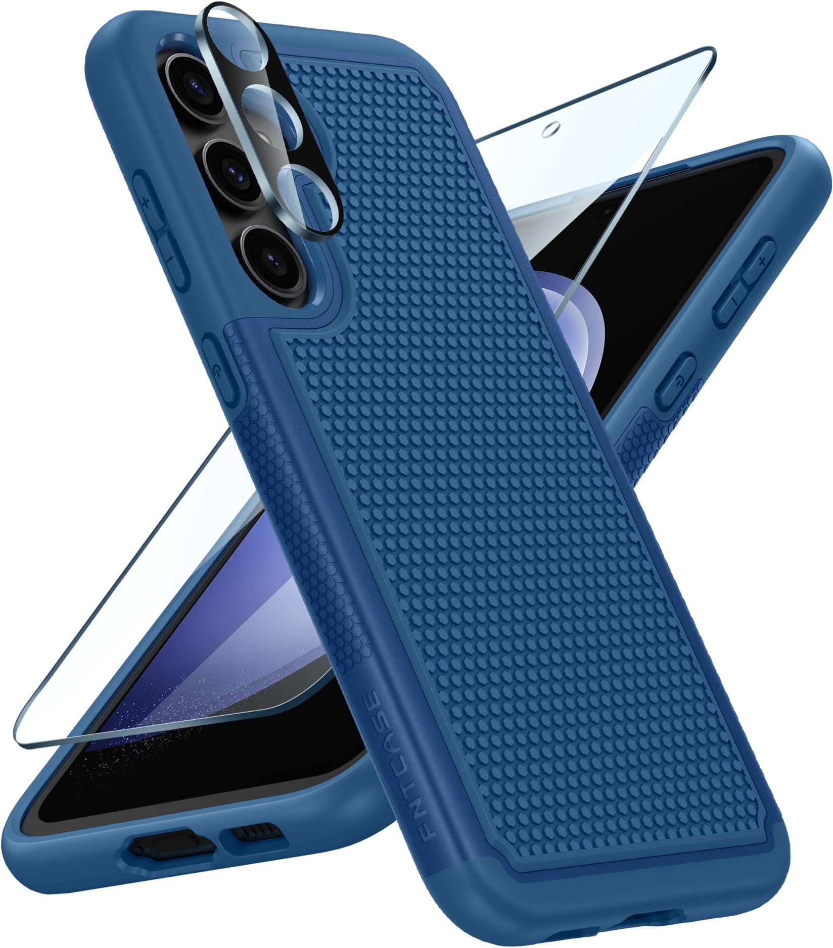 FNTCASESamsung S23 FE Case: Dual Layer Rugged Shockproof Protective Case with Anti-Slip Textured Back Cover - Military Heavy Duty Tough Case Cover for Galaxy S23 FE Blue