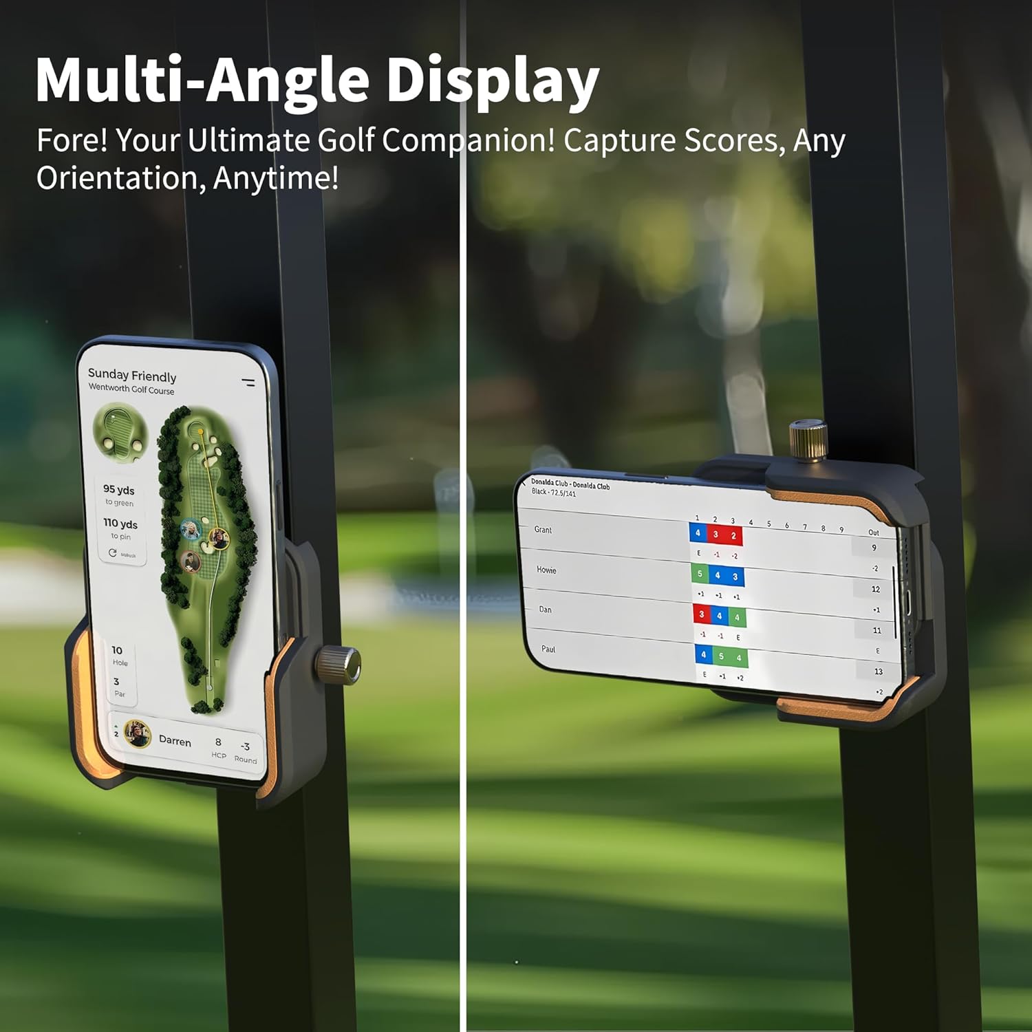 【2026 Upgraded】Full Metal Magnetic Golf Cart Phone Holder – Premium Golf Gift for Men, Compatible with EZGO, Club Car, Yamaha | Strong N52 Magnets | 360° Rotation | Works with iPhone, Samsung& More