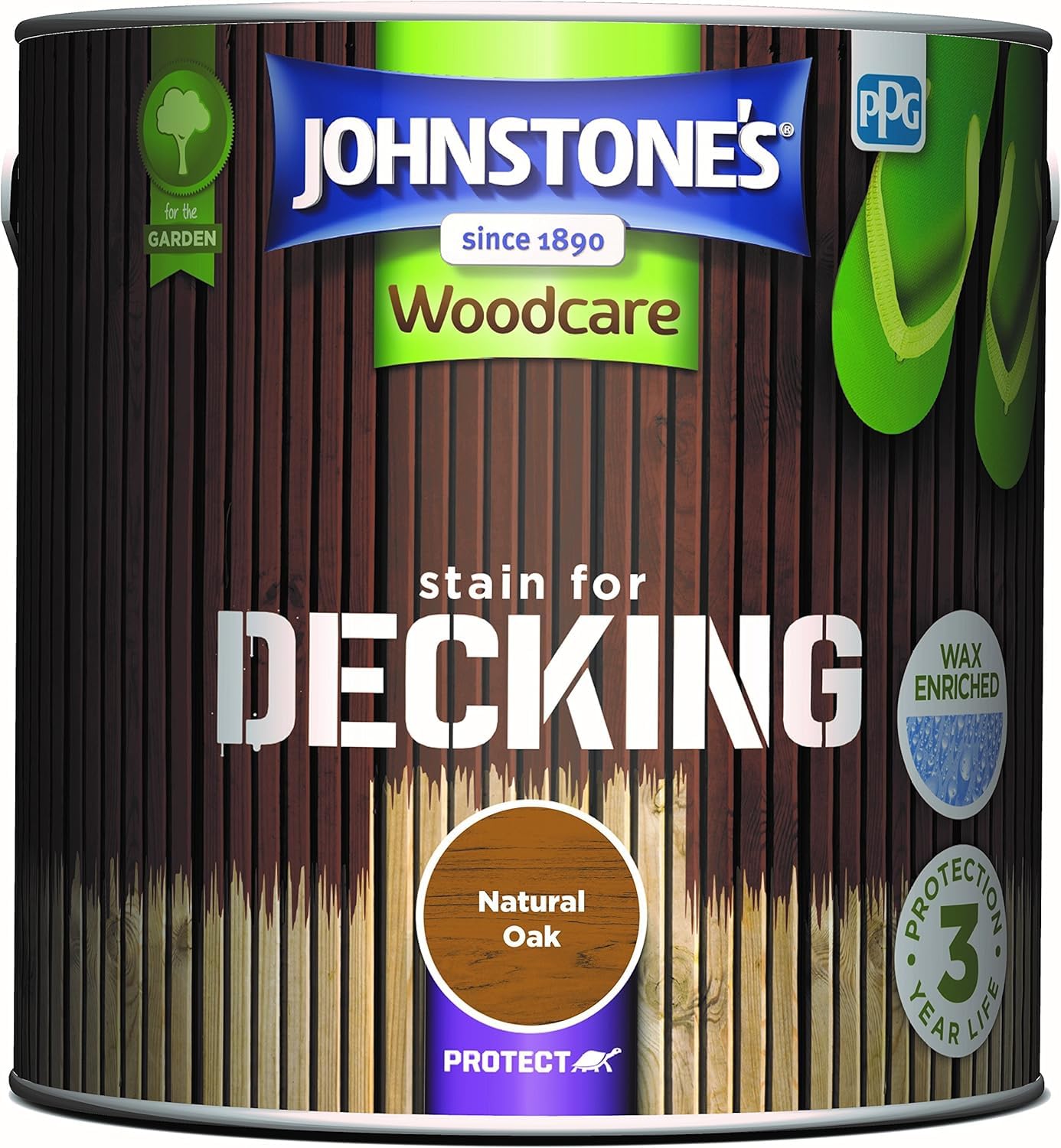 Johnstone's Natural Oak Woodcare Stain For Decking - 2.5L