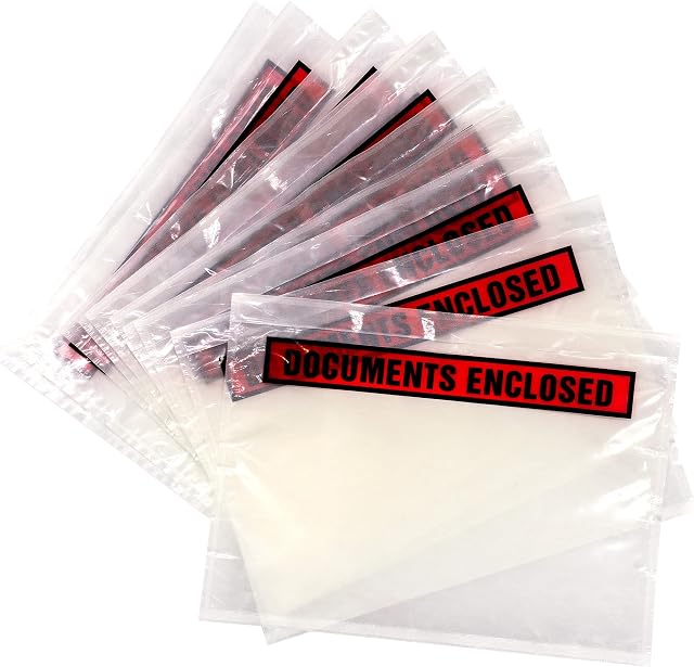 Pukka Pad A5 Documents Enclosed Printed Wallets 10 Pack - Transparent Document Envelopes for Packing Slips and Shipment Information on Parcels - Strong, Tamper-Proof Polythene - 235mm x 175mm