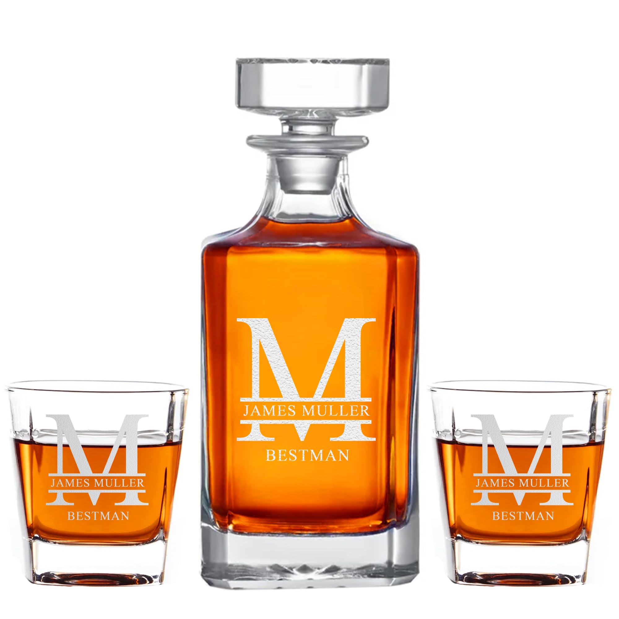 Personalized Whiskey Decanter Set - Engraved Gift -2