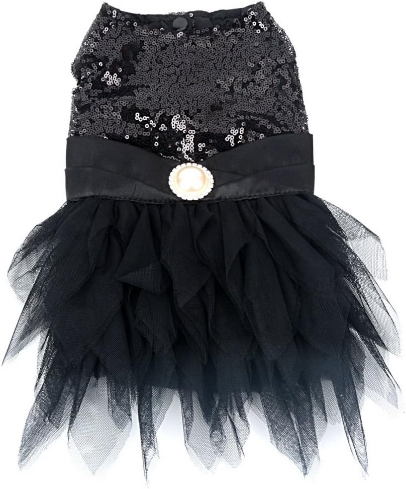 SMALLLEE_LUCKY_STORE YP0292 Pet Dresses Small Dog & Puppies, Black, X-Large