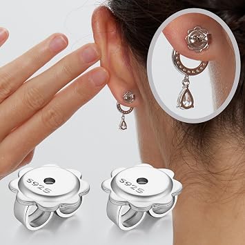 Silver Earring Backs - Replacement Locking Backs for Stud Earrings
