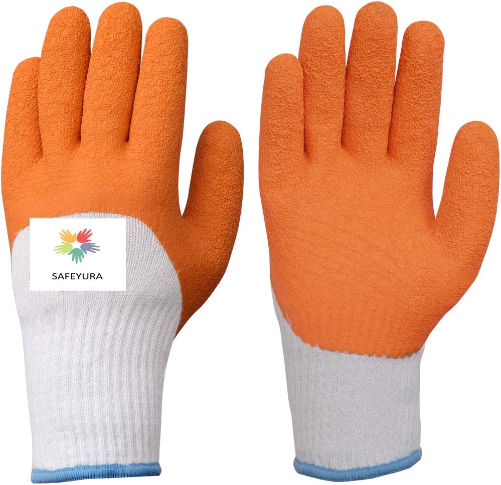 SAFEYURA Industrial Cut Resistant/Proof Slip Resistance Spandex Work Safety Gloves (Orange)