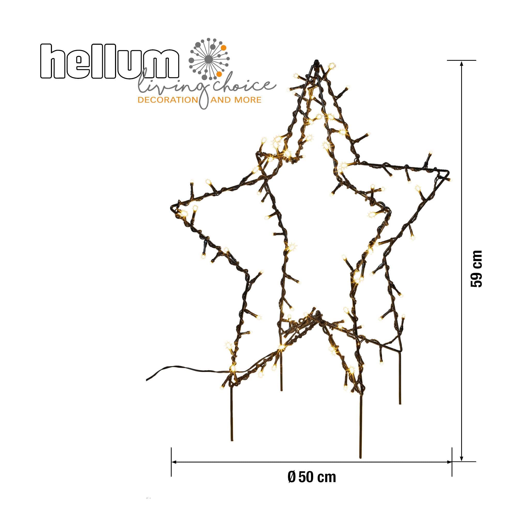 hellum LED Weihnachtsstern außen Timer & Trafo, 90 LED warmweiß, 50x59cm | Weihnachtsdeko outdoor aus schwarzem Metall, 2D/3D wählbar, Weihnachtsbeleuchtung außen, für Garten, Terrasse <59lm 578355