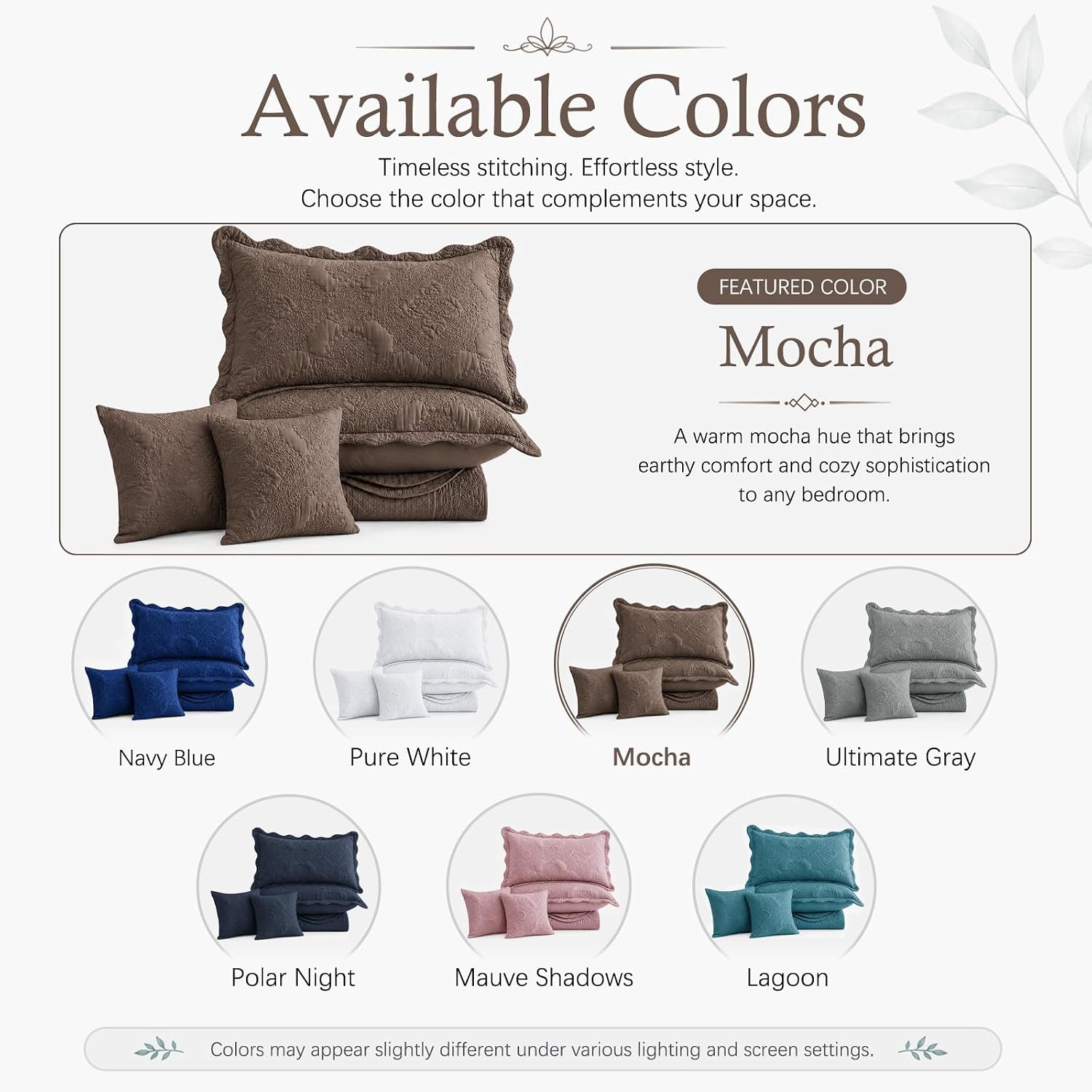 HZ & HY Oversized King Bedspreads 128x120, Stitched Damask, Mocha